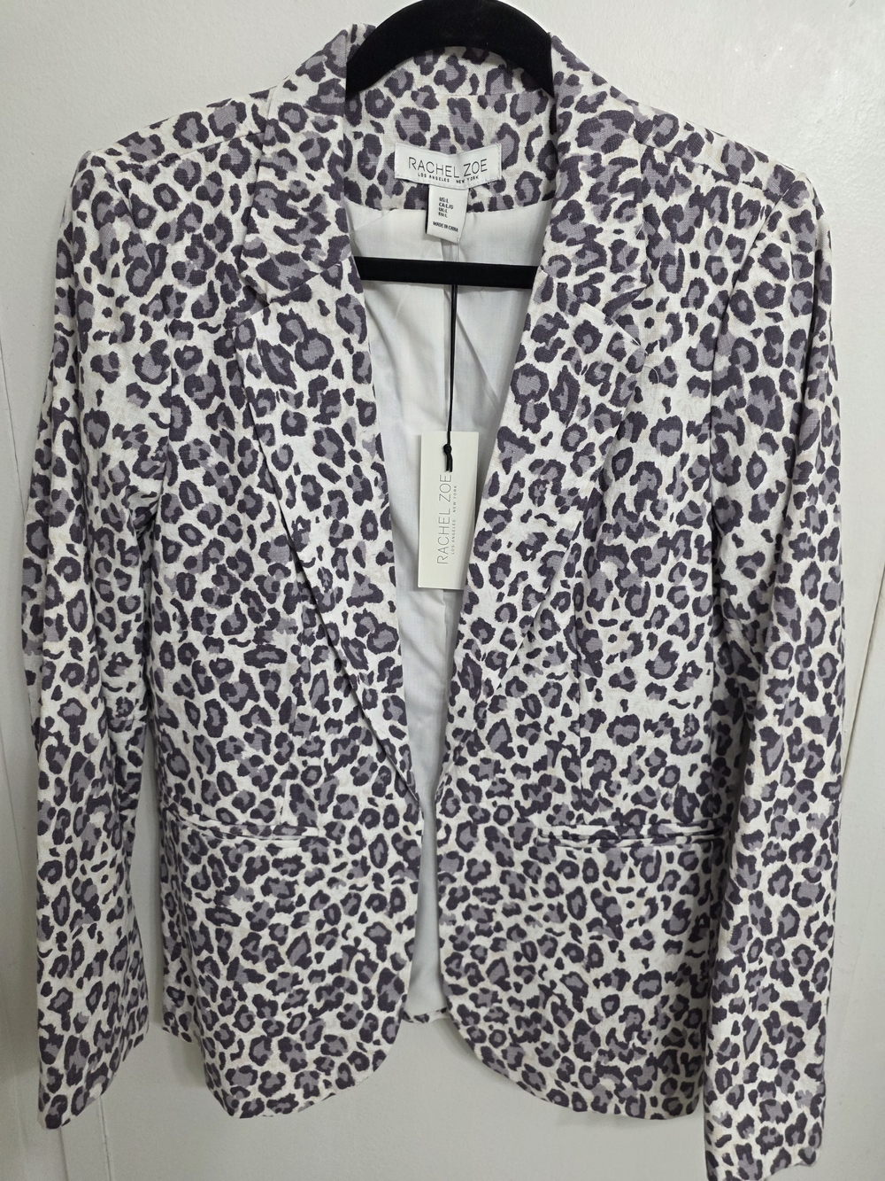 Rachel Zoe Cream and Gray Leopard Print Blazer